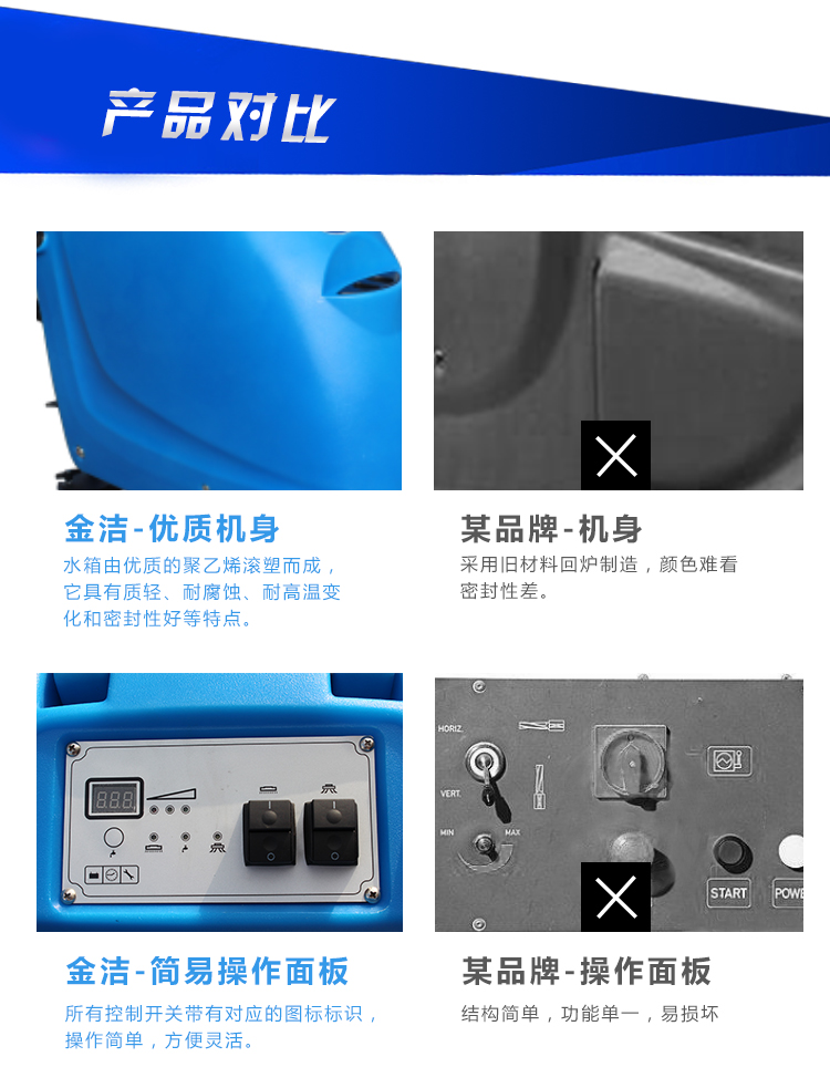 金洁洗地机,全部采用滚塑机身,耐用防腐